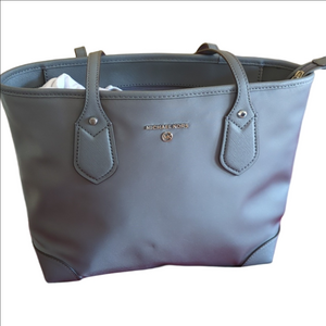 NWT- MICHAEL KORS Eva Nylon Handbags / Tote Zip‎ Top Closure gray color